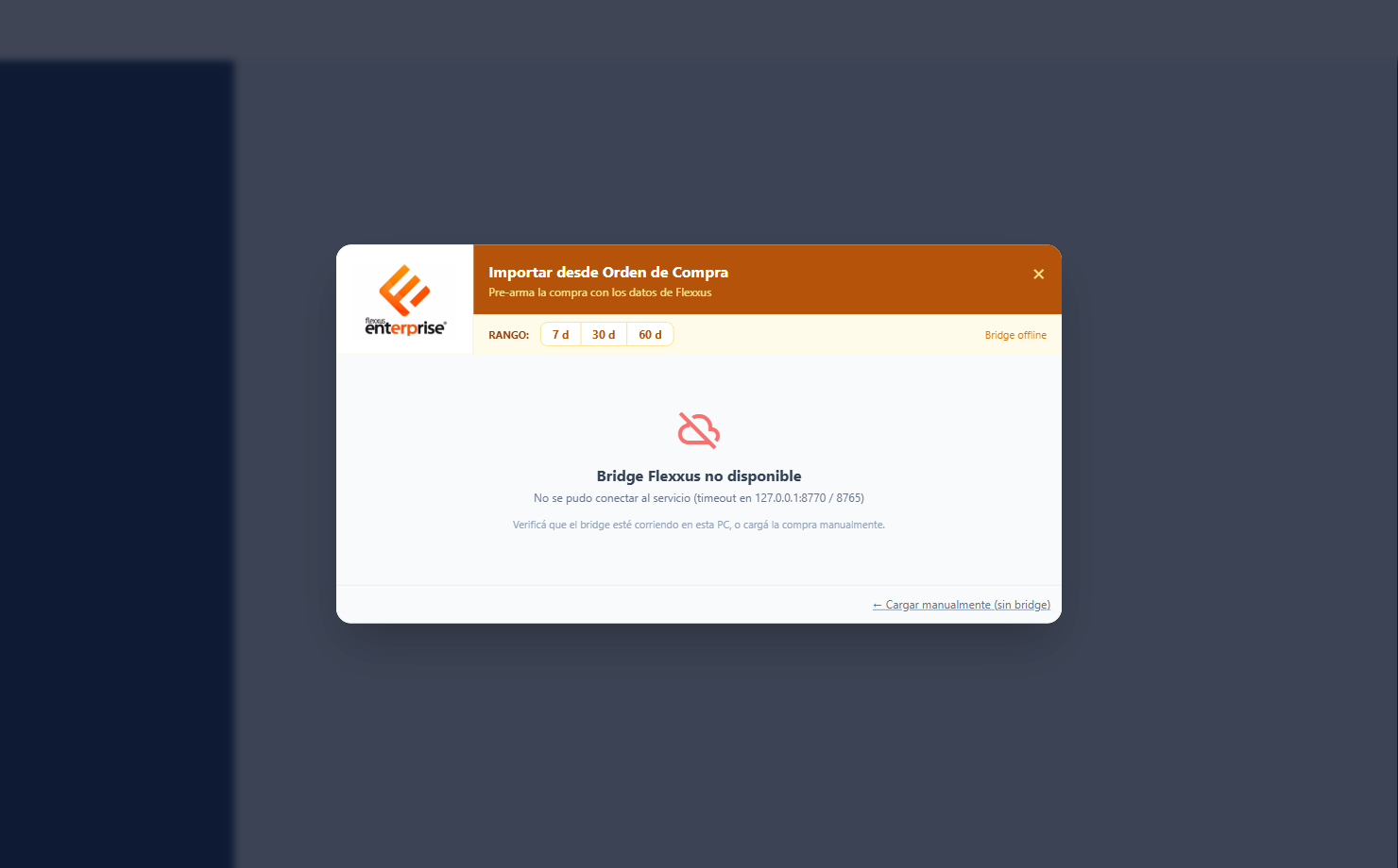 Estado del bridge Flexxus offline