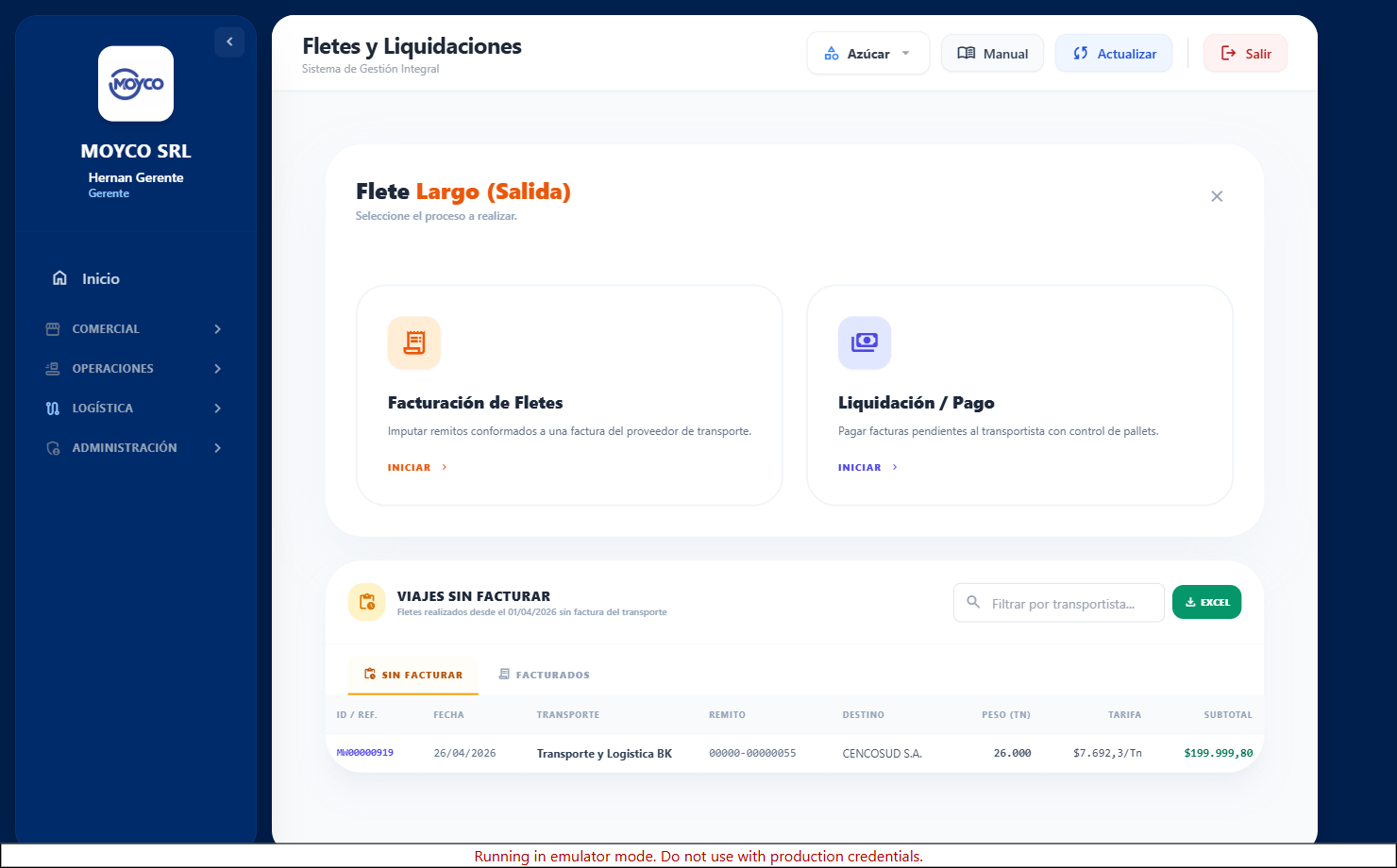 Hub de Flete Largo