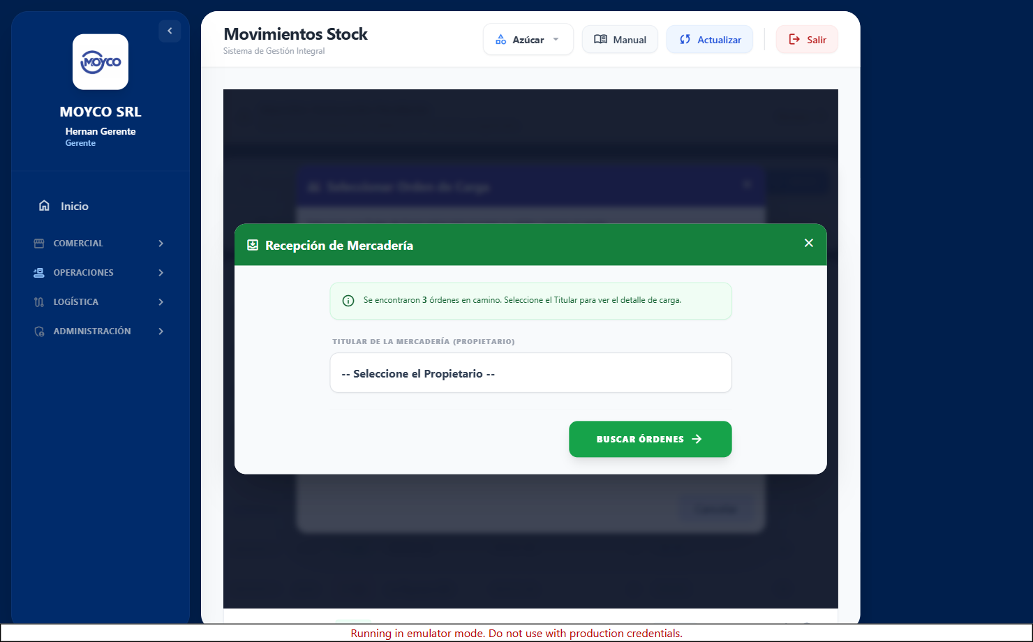 Seleccionar Orden de Carga para despachar