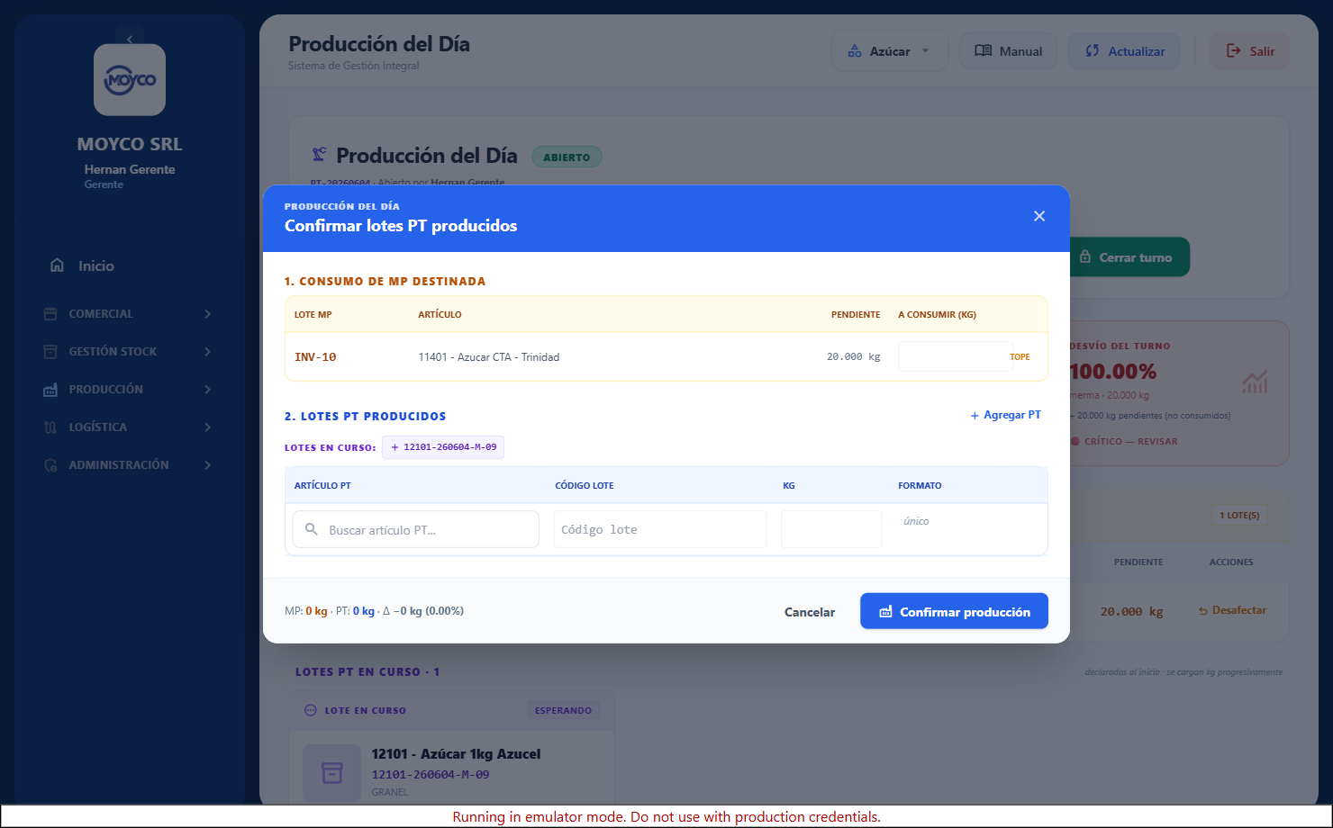 Modal Confirmar PT multi-MP y multi-PT