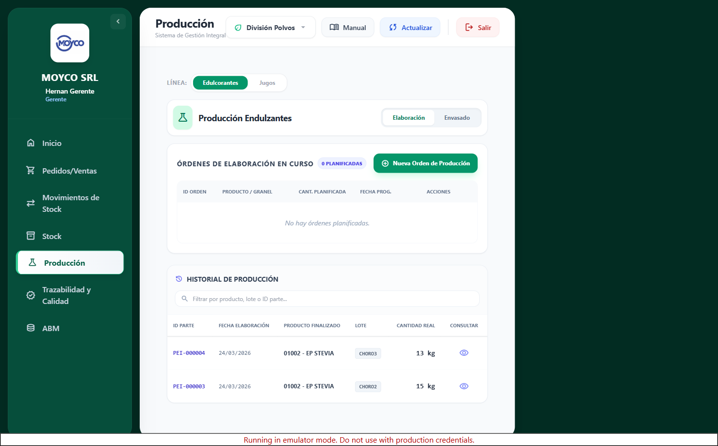 Producción Endulzantes