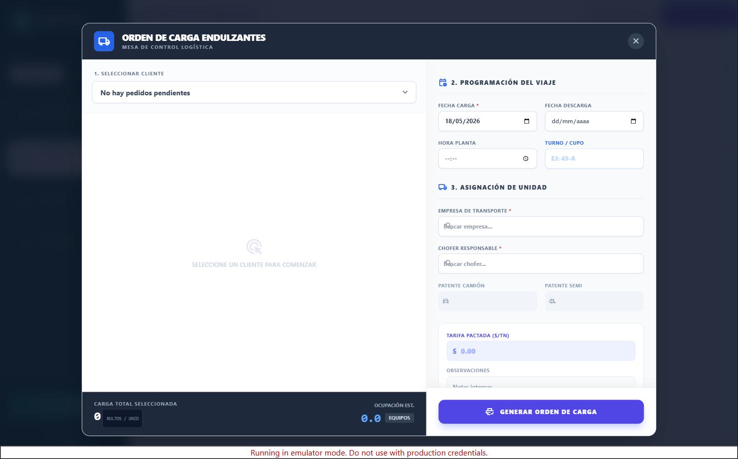 Mesa de Control / Generador de OCE